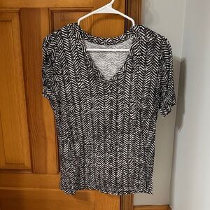 Brown and White Patterned Women's Top